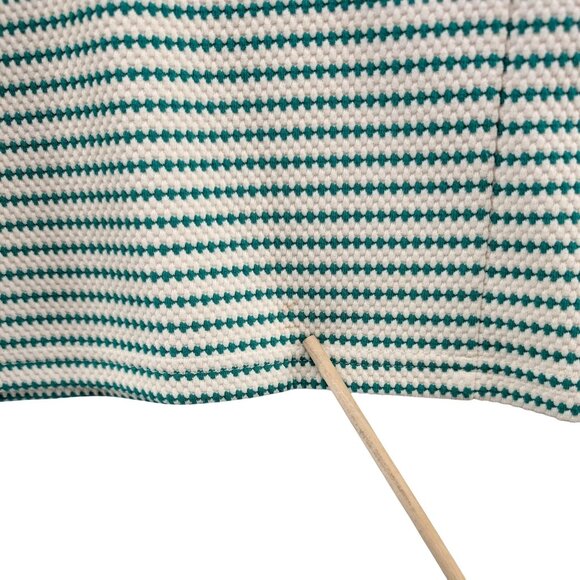 Entro Flutter Sleeve Mini Dress Green Cream Dot Striped Pockets Textured Size M - Picture 9 of 9